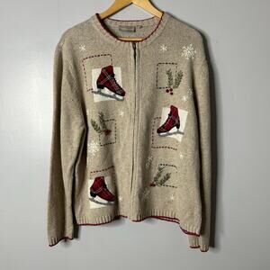 Croft & Barrow Christmas Holiday Granny‎ Cardigan Sweater Patchwork Women's 2X